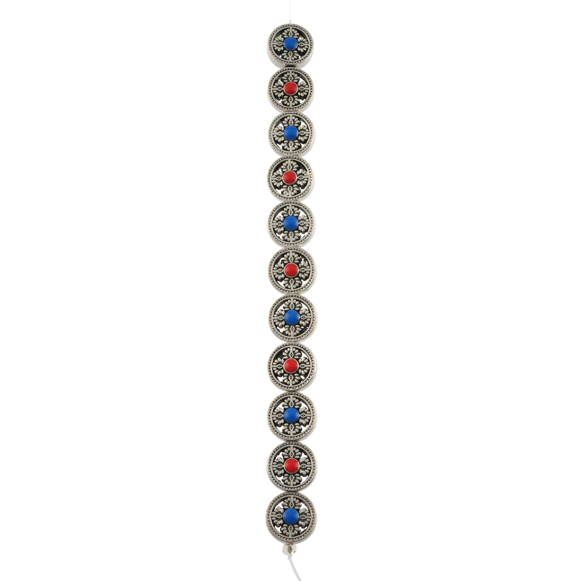 Red & Blue Coin Disc Beads, 17mm by Bead Landing™